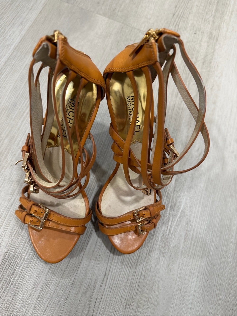 MICHAEL Michael Kors Cognac Strappy High Heel Sandals